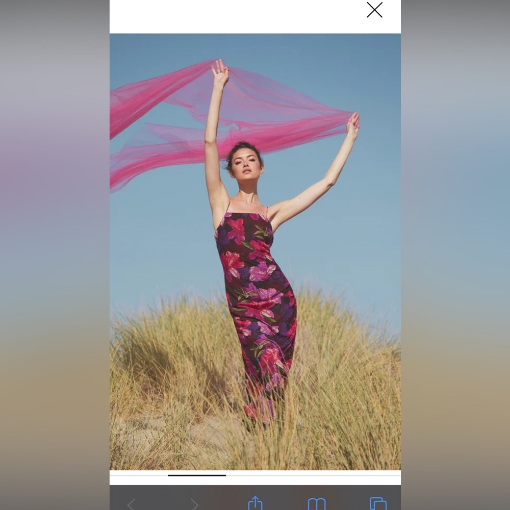 Fancy florals burgundy floral richer column midi dress